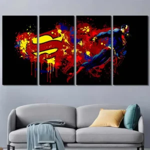 Superman Paint Splash Emblem Canvas Wall Art – Premium Collector Print