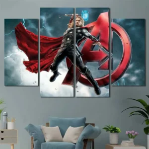 Thor Avengers Lightning Strike Canvas Wall Art – Premium Collector Print